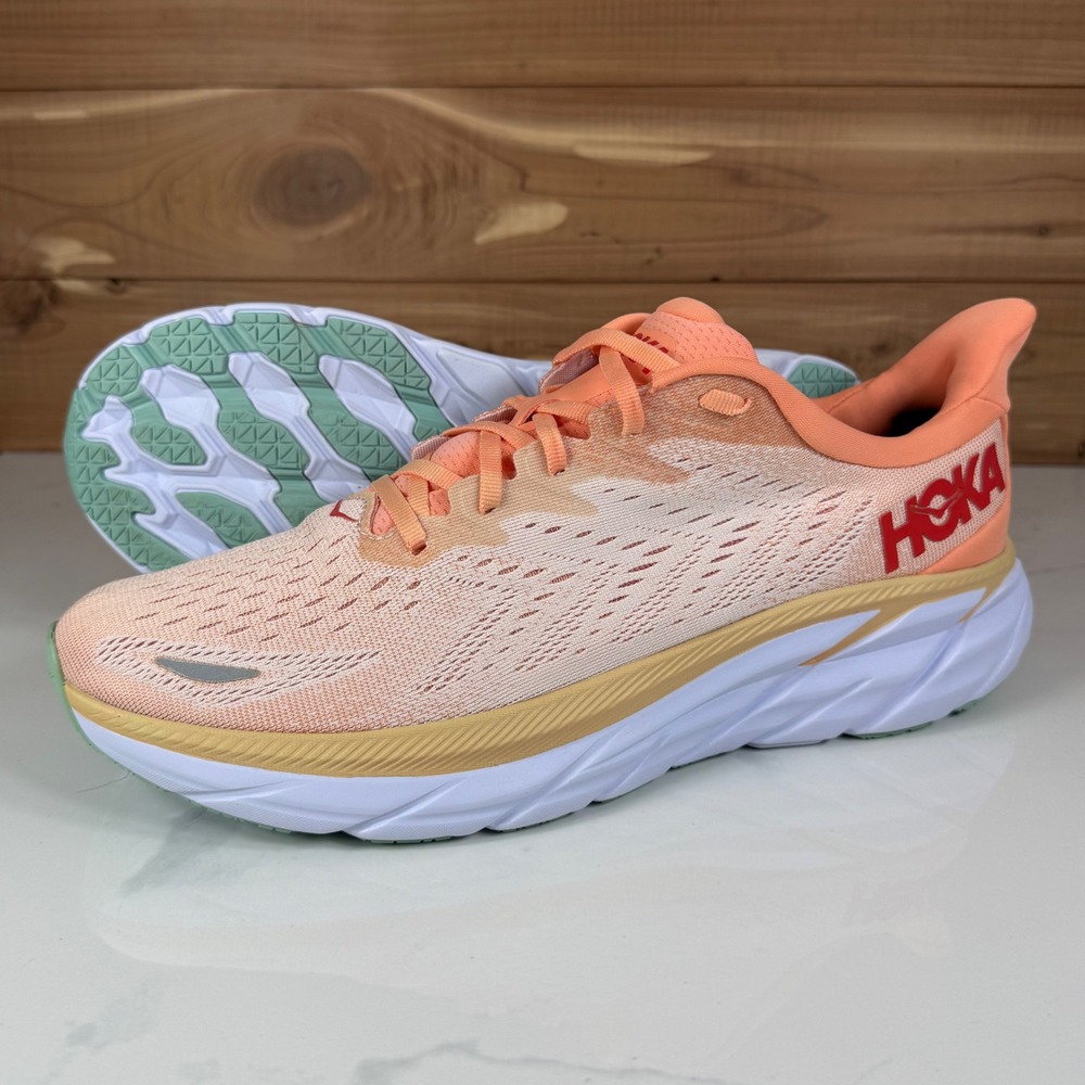 Hoka One One Clifton 8 Cantaloupe Silver Peony Running Shoes 1119394 Womens 11B